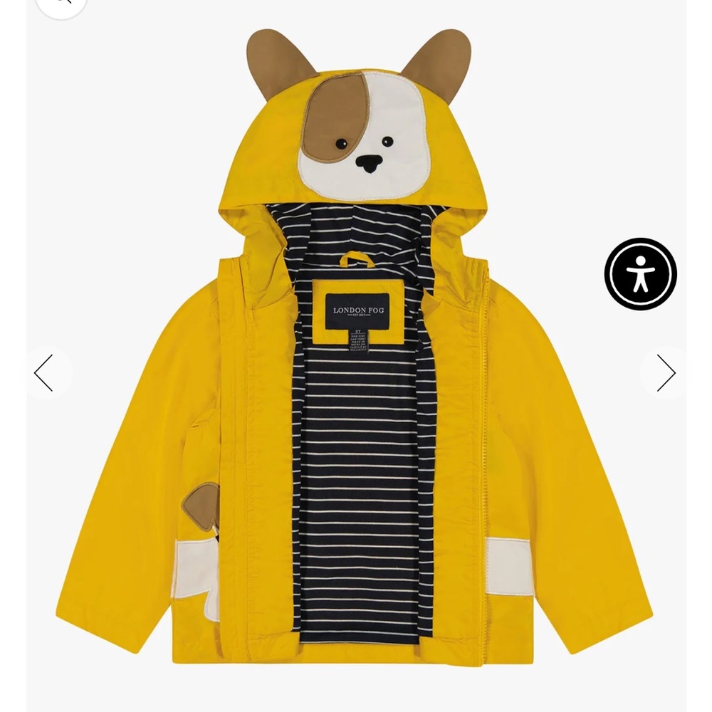 London Fog infant boys puppy yellow zip front 3-6 mo hoodie polyester raincoat - Picture 2 of 12
